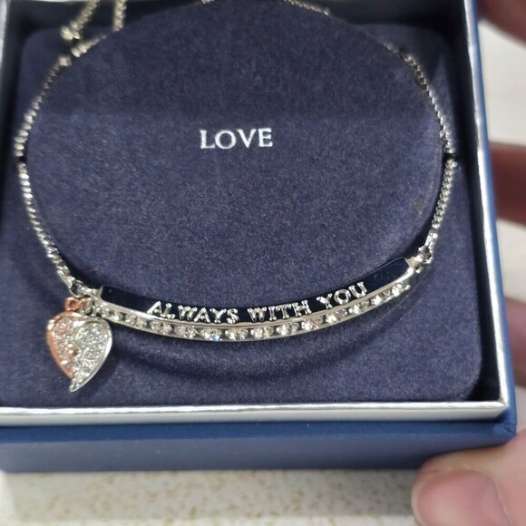 “Always With You” Swarovski Crystal Bracelet – Angel Wing Charm Adjustable - Picture 1 of 7